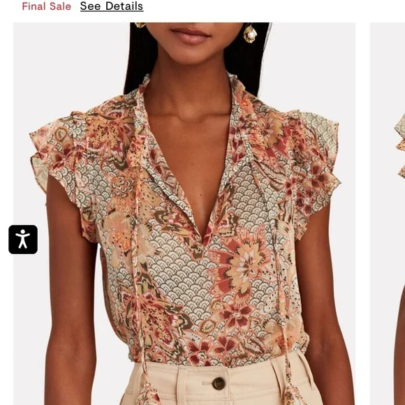 MISA Los Angeles Basia Ruffled Floral Chiffon Top Multi Colored Size Small NWT - Picture 1 of 12